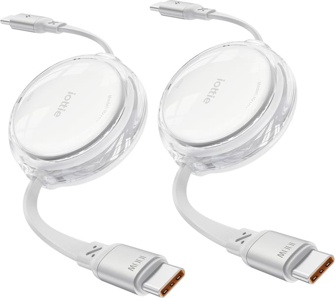 iOttie 100W Retractable USB-C Cable 2 Pack - white