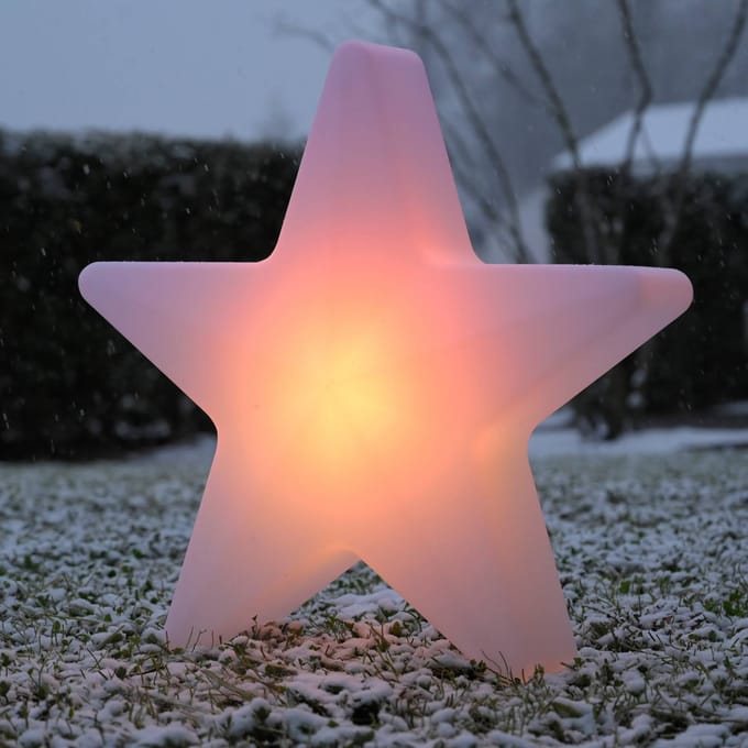 JUST LIGHT. GmbH LED sfeerlamp op accu Star, H. 55 cm, IP44, wit, RGBW