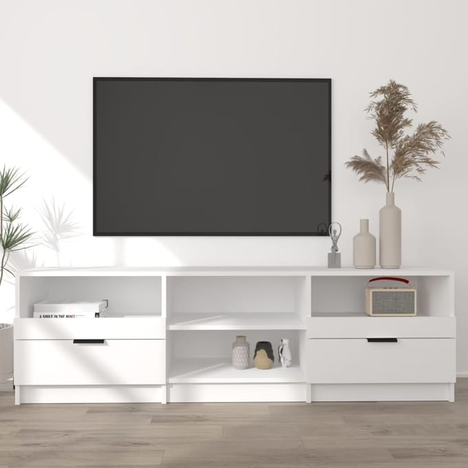 vidaXL - Tv-meubel - 150x33,5x45 - cm - bewerkt - hout - wit