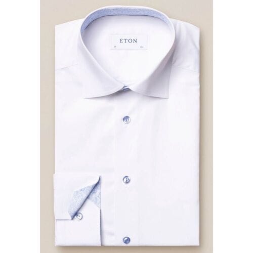 Eton Overhemd Uni Fine Twill Stretch Wit / male