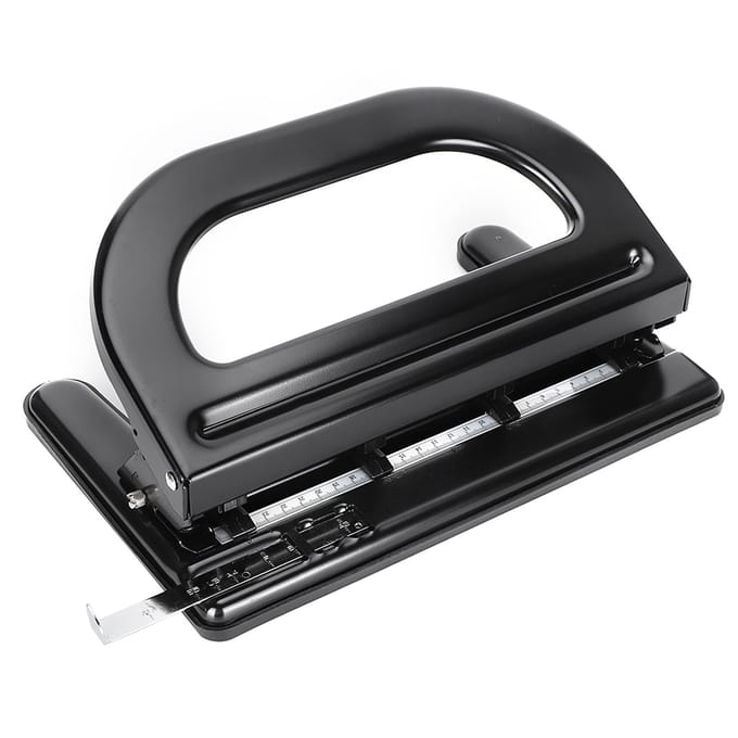4-Gats Papierprikker Verstelbaar 30 Vel Handmatige Perforator voor Schoolkantoor Schrijfwaren gray