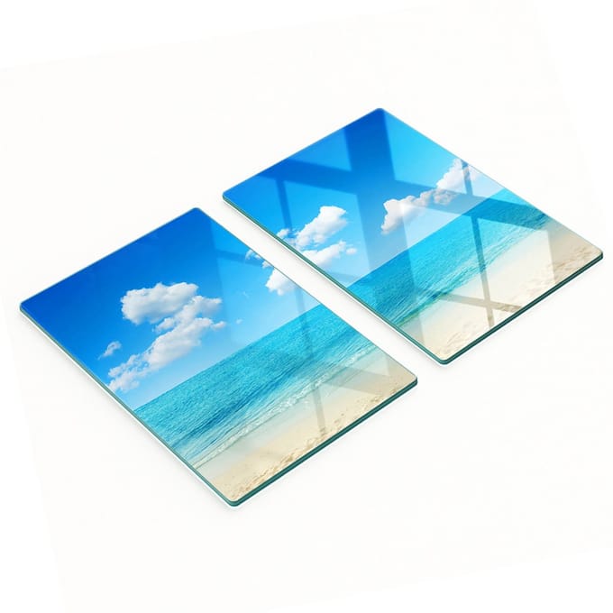 Decoratieve snijplanken van gehard glas, Paradise Beach, 2x40x52 cm
