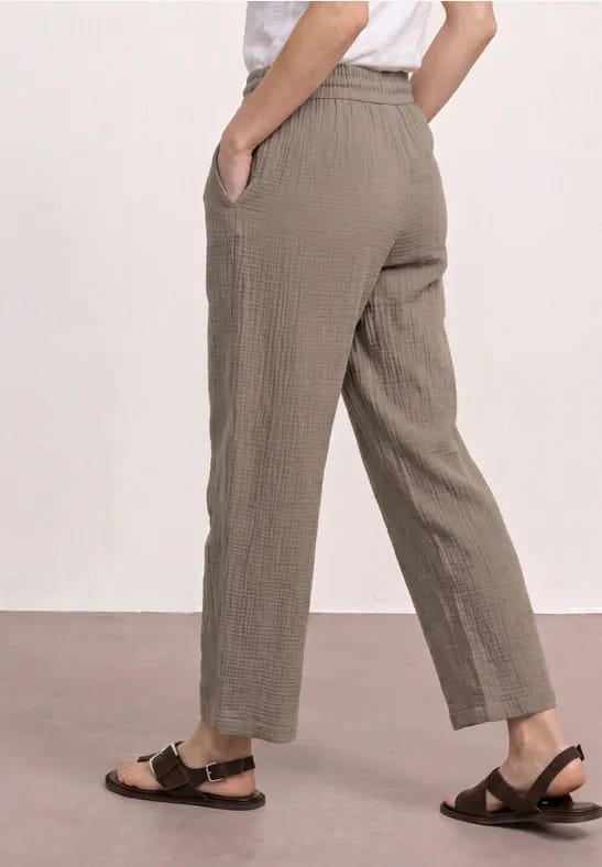 7/8 Wide Legs mousseline broek in Loose Fit