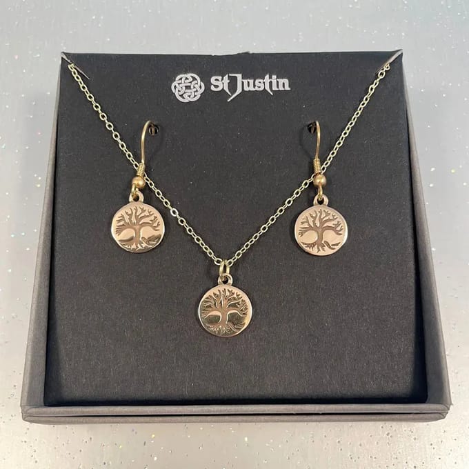 St. Justin, Sieraden set, Bronzen “kleine levensboom” set(BSET949)