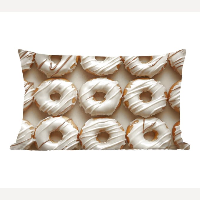 Sierkussens - Kussentjes Woonkamer - 50x30 cm - Donuts - Chocolade - Wit - Beige