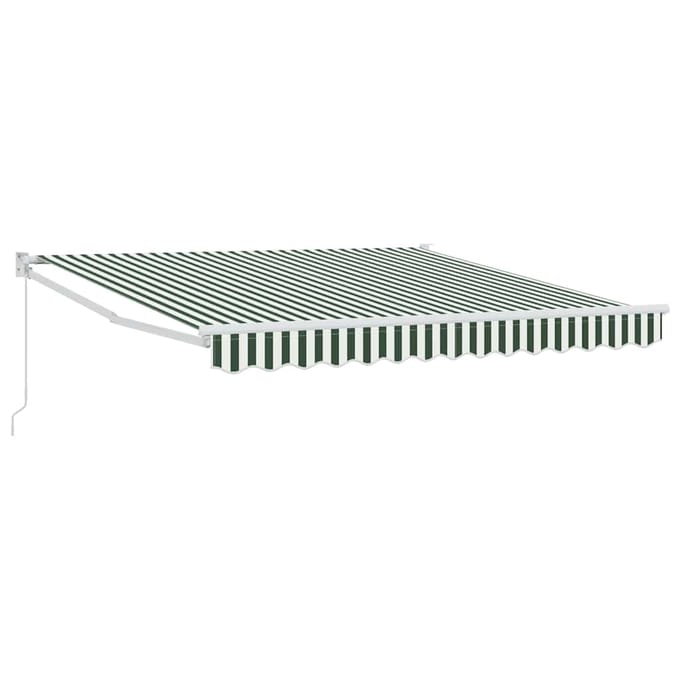 vidaXL - Uitschuifbare - luifel - Groen - en - Wit - 300 - x - 250 - x - 165 - cm