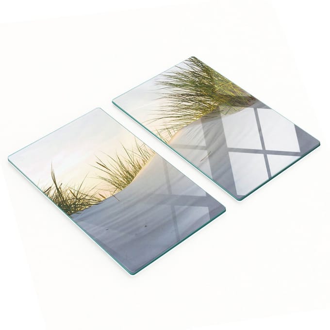 Keukenplanken van gehard glas met afbeelding van duinen aan zee, 2x30x52 cm