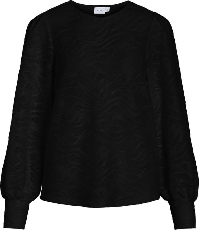 Vila Blouse Vifina L/s O-neck Top - Noos 14107438 Black Dames Maat - S