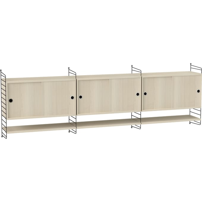String Furniture - Rek wandladder - zwart - set van 2 - 75 x 30 cm