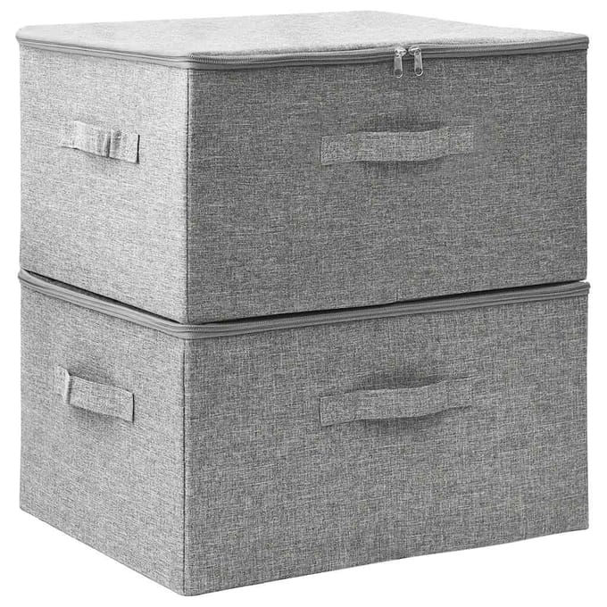 vidaXL - Opbergboxen - 2 - st - 43x34x23 - cm - stof - grijs