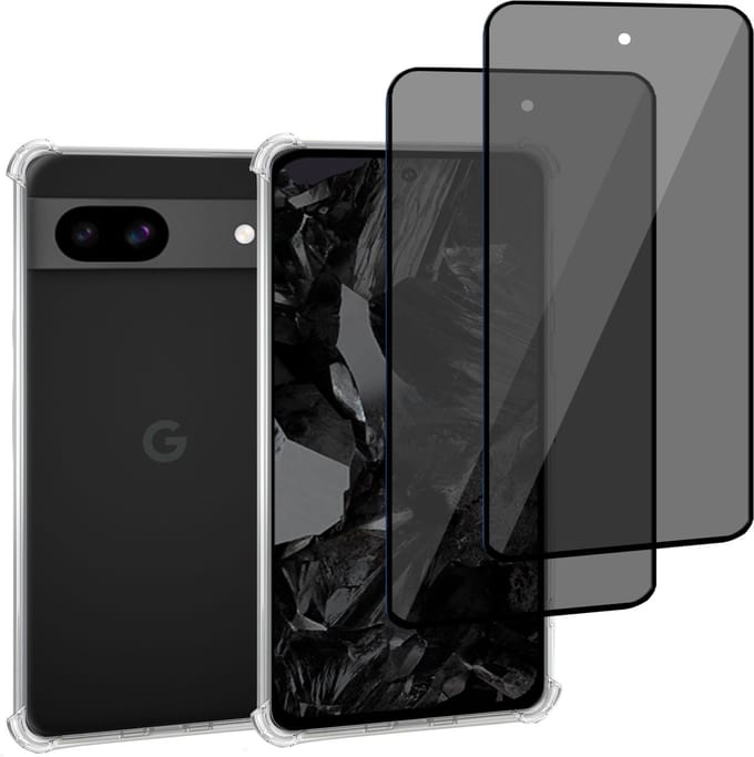 Geschikt voor Google Pixel 8a - Hoesje + 2x Screenprotector – Gehard Glas Cover + Shock Proof Case - Transparant