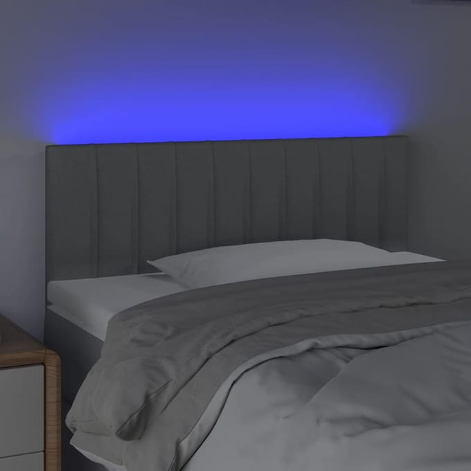 vidaXL - Hoofdbord - LED - 100x5x78/88 - cm - stof - lichtgrijs