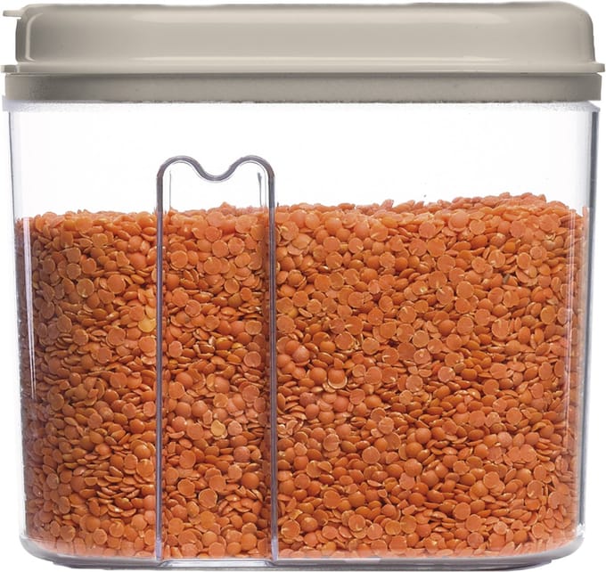 Plasticforte Voedselcontainer strooibus - transparant/beige - 1000 ml - kunststof - 15 x 8 x 14 cm - voorraadpotten