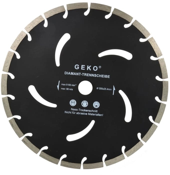 GEKO Segmented diamantzaagblad - 300 mm - Koelgaten - Lange levensduur