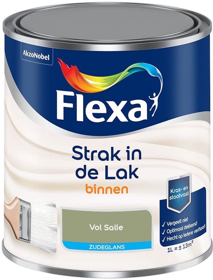 Flexa - Strak In De Lak Binnenlak Zijdeglans - Vol Salie - Mengverf - 1 L