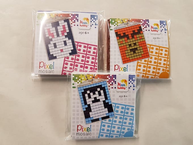 SET 3 PIXELHOBBY MEDAILLONS PINGUIN-KONIJN-RENDIER