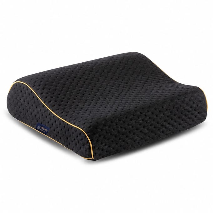 Alkamto Reiskussen – Ergonomisch Traagschuim – 35x30x10 cm – Wasbare Hoes – Met Draagtas – Zwart