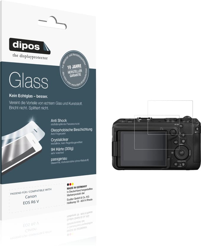 dipos – 2x Pantserfolie geschikt voor Canon EOS R6 V | 9H Screenprotector