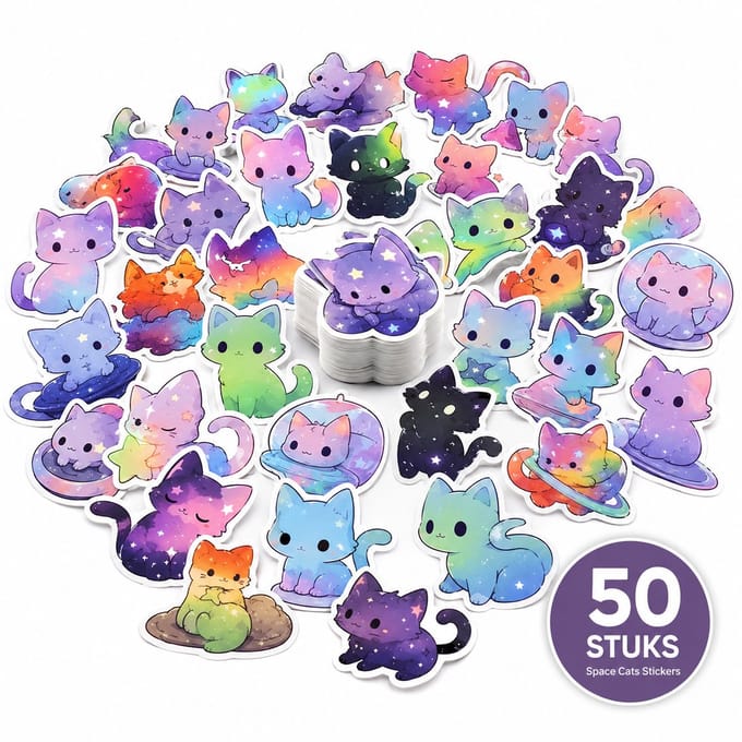 Enluxe Kat stickers 50 stuks - Kawaii galaxy waterproof Cute Anime