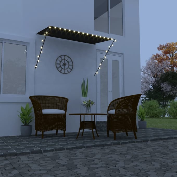 vidaXL - Luifel - uittrekbaar - met - LED - 250x150 - cm - antraciet