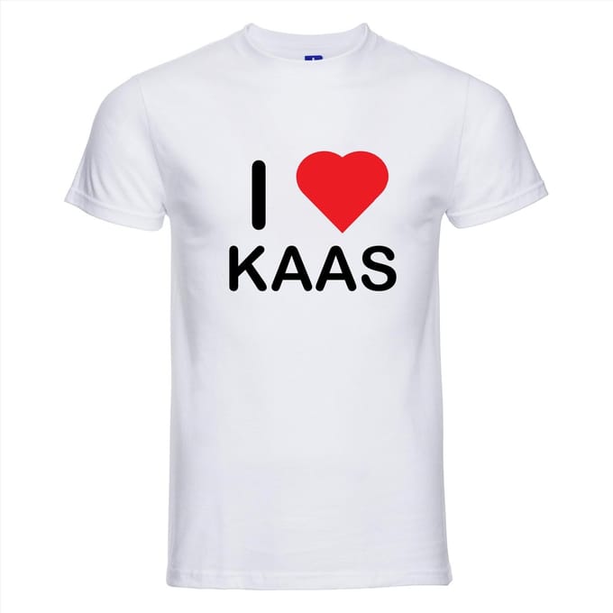 I LOVE KAAS T-shirt - 100% Katoen - Maat M - Classic Fit - Wit