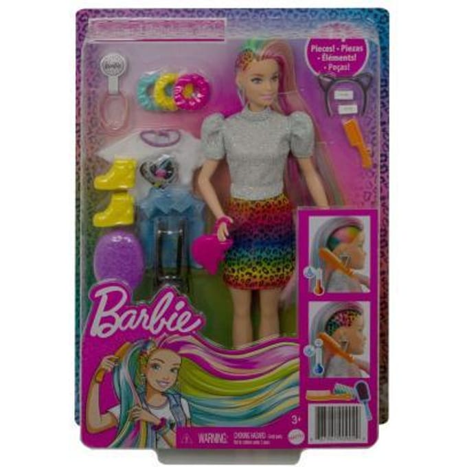 Barbie Leopard Regenbooghaar Speelpoppen