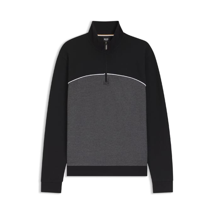 Boss Heren Quarter Zip Sweatshirt (Zwart)