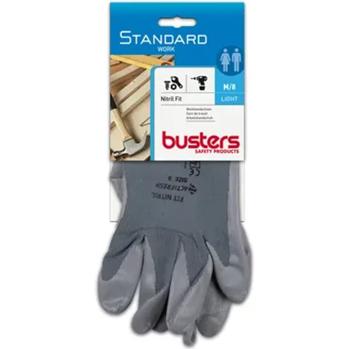 Busters Handschoenen Nitril Fit Nylon Grijs M8