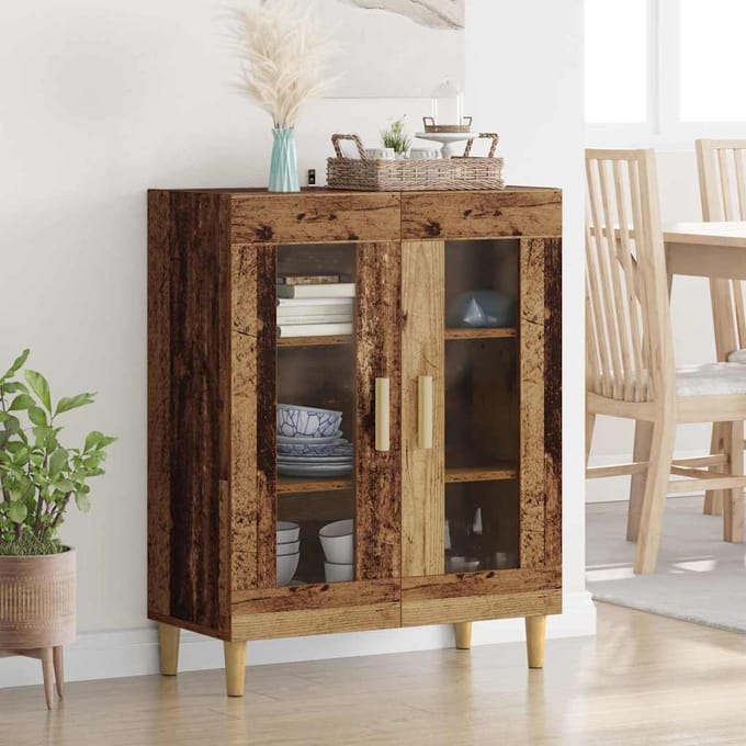 vidaXL - Dressoir - Oud - Hout - 69,5 - x - 34 - x - 90 - cm - Bewerkt - hout