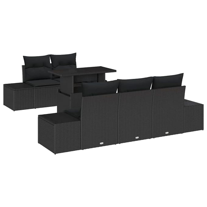 vidaXL Bankstel 6 st Zwart poly rattan