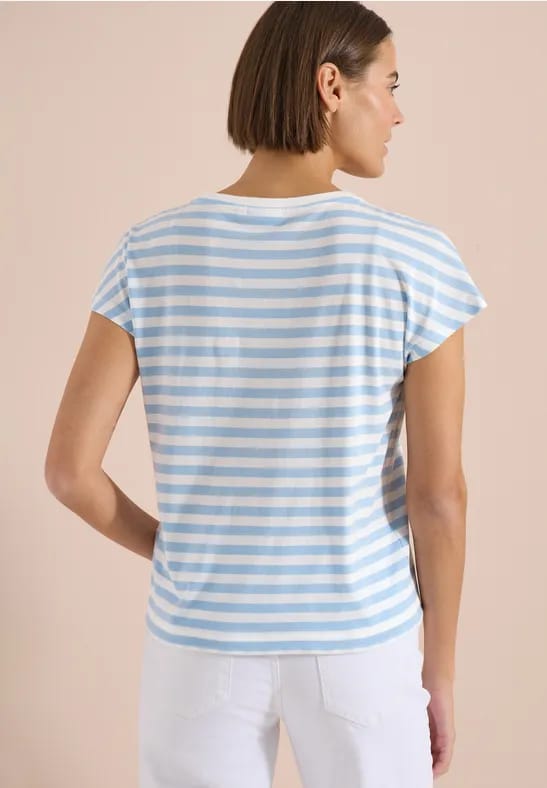 Shirt met boothals en strepen