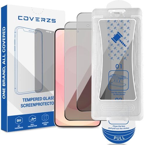 Coverzs Tempered Glass Privacy Screenprotector met Frame (2-Pack) geschikt voor Samsung Galaxy S24 – Privacy Glas – Krasbestendig