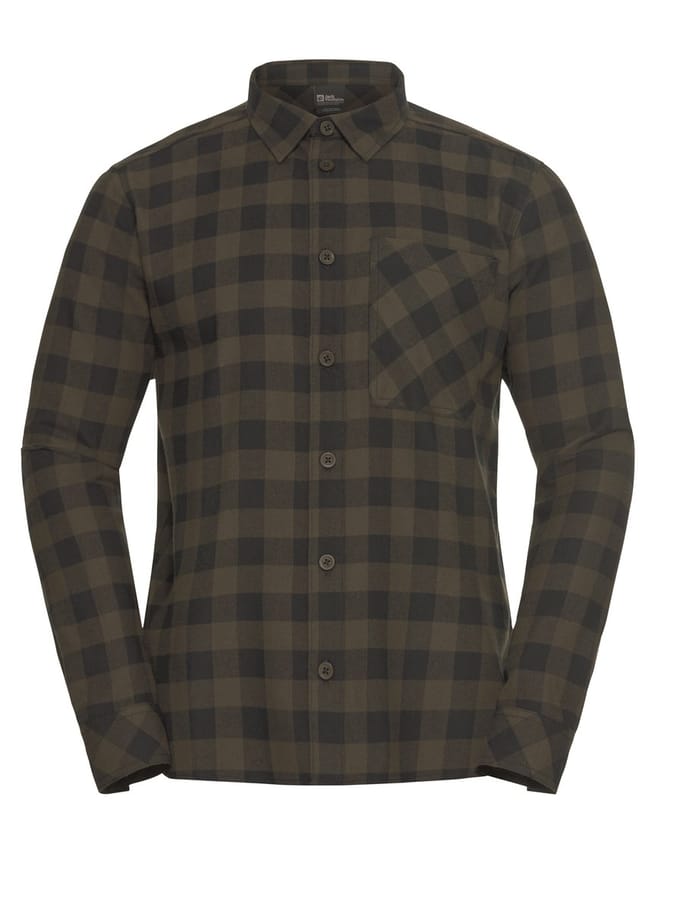 Jack Wolfskin Lite Flannel Shirt Men - Blouse - Heren - Obsidian Moss - Maat M