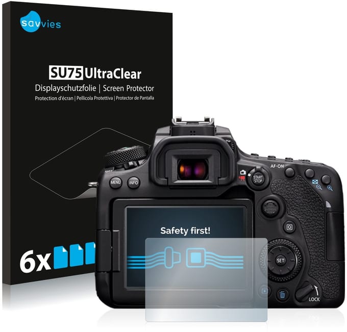 Savvies - Screenprotector voor Canon EOS 90D - Folie Beschermfolie transparant 6 Stuks