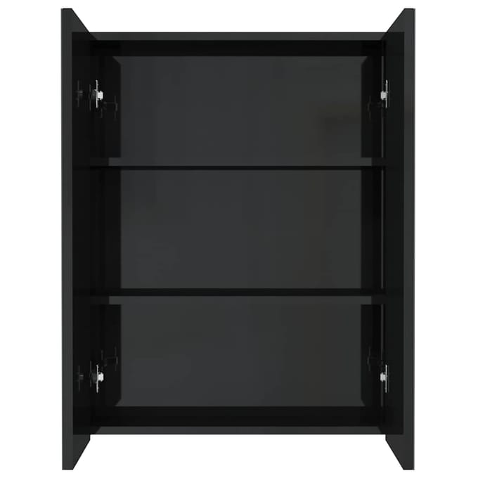 vidaXL - Badkamerkast - met - spiegel - 60x15x75 - cm - MDF - glanzend - zwart