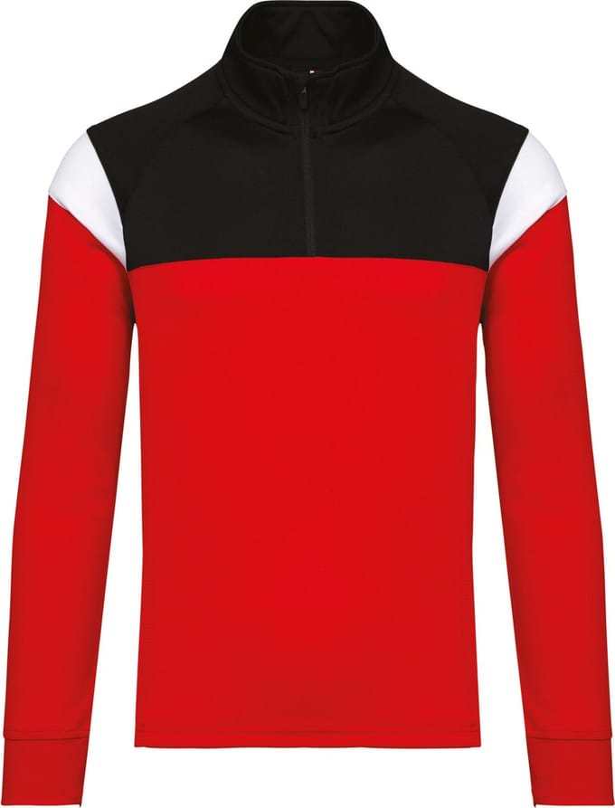 PROACT® Trainingssweater 1/4 rits uniseks PA387 - Sporty Red / Black - M