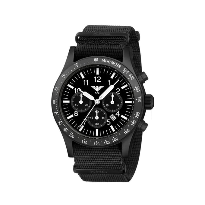 KHS - KHS.PLABSSC.NB - Polshorloge - Heren - Solar - PLATOON Black Steel Solar Chronograph