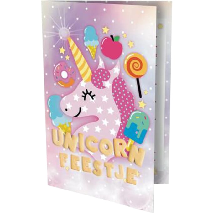 Uitnodigingskaarten - Eenhoorn - Unicorn feestje - 6st.