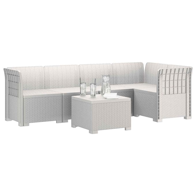 vidaXL - 5-Zits - Tuinbank - Rattanlook - PP - Wit