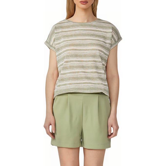 Q/S designed by - Dames t-shirt - Maat S - Vrouwen - Khaki - Viscose