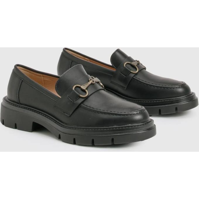 boohoo Dames T Bar Chunky Loafer | Black | Maat: 3