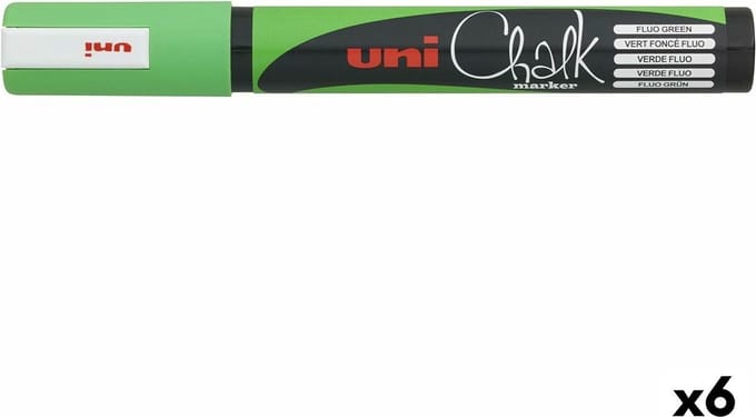 Krijtstift Uni-ball Chalk rond fluo groen | 1 stuk | 6 stuks