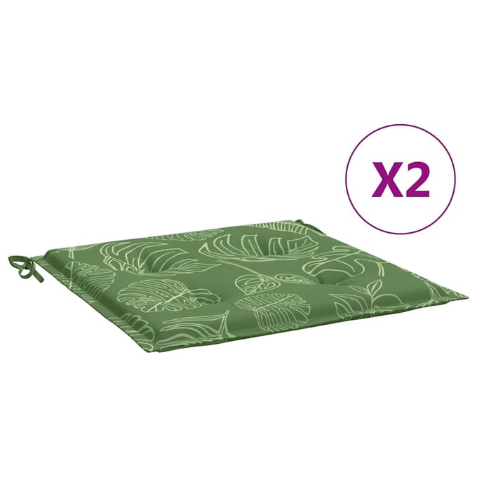 vidaXL - Stoelkussens - 2 - st - bladpatroon - 50x50x3 - cm - stof