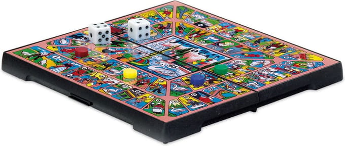Cayro Ganzenspel Magnetisch Klein - Opvouwbaar Reisformaat met Metalen Speeloppervlak - 4 Magnetische Fiches en 2 Magnetische Dobbelstenen - Speelbord 16x16 cm - 2-4 Spelers - Vanaf 5 Jaar - Cayro Collection