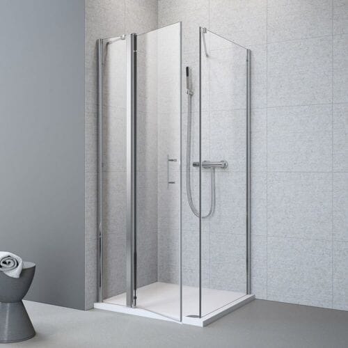 Megabad Profi Collection Planplus hinged door with fixed part and side panel 80 x 80 x 195 cm hinged left MBPPDTFSD80L