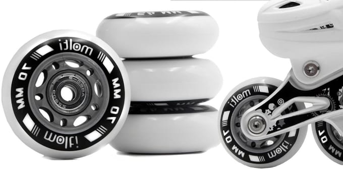 Skeelerwielen met lagers - Rollerblade wielen - Indoor training - ABEC 9 kogellagers - 70 mm - Wit