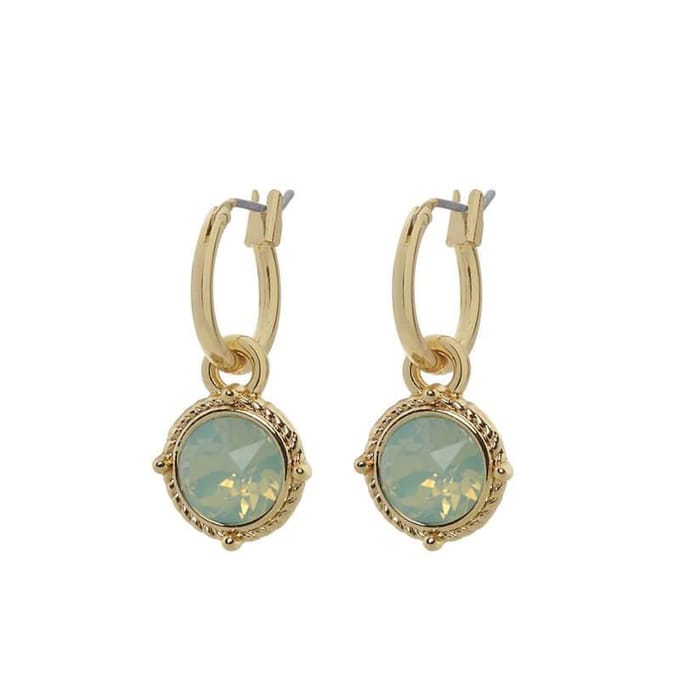 Biba Hang Oorbellen Goud met Swarovski Steentje Chrys. Opal