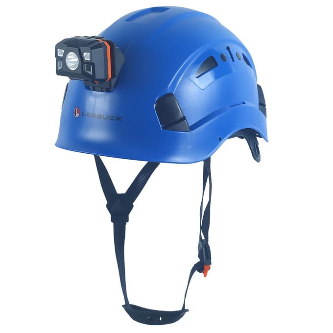 Casque de sécurité LOEBUCK avec lunettes et phare LED, Casque de protection industriel pour travaux de construction 53-64cm
