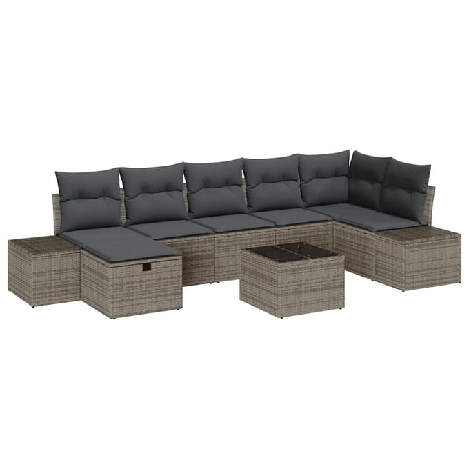 vidaXL - Bankstel - 7 - st - poly - rattan
