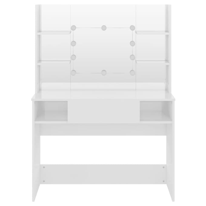 vidaXL - Kaptafel - met - LED-verlichting - 100x40x135 - cm - MDF - glanzend - wit